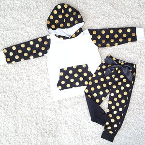 New Year's Black and Gold Girls Jogging Suit
